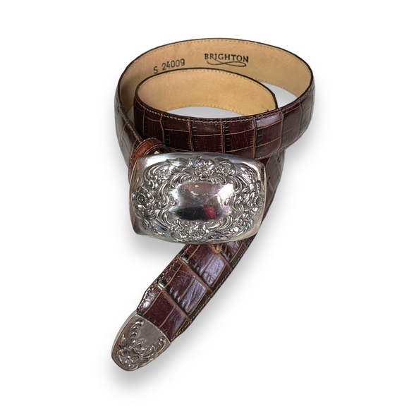 1996 Brighton Croc Embossed Belt - Picture 1 of 5